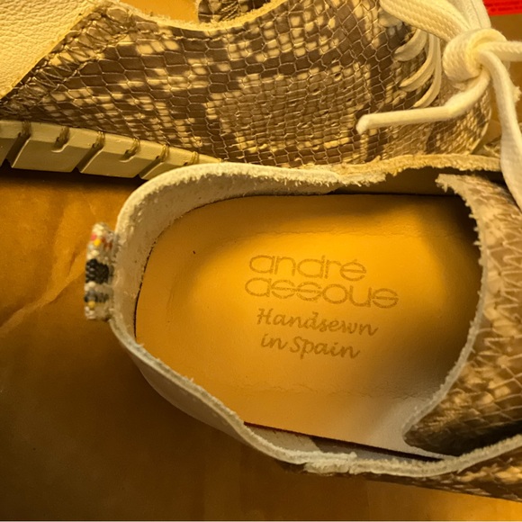 New Andre Assous Iris snake print leather sneakers 37 7 1” platform $189 - Picture 7 of 10